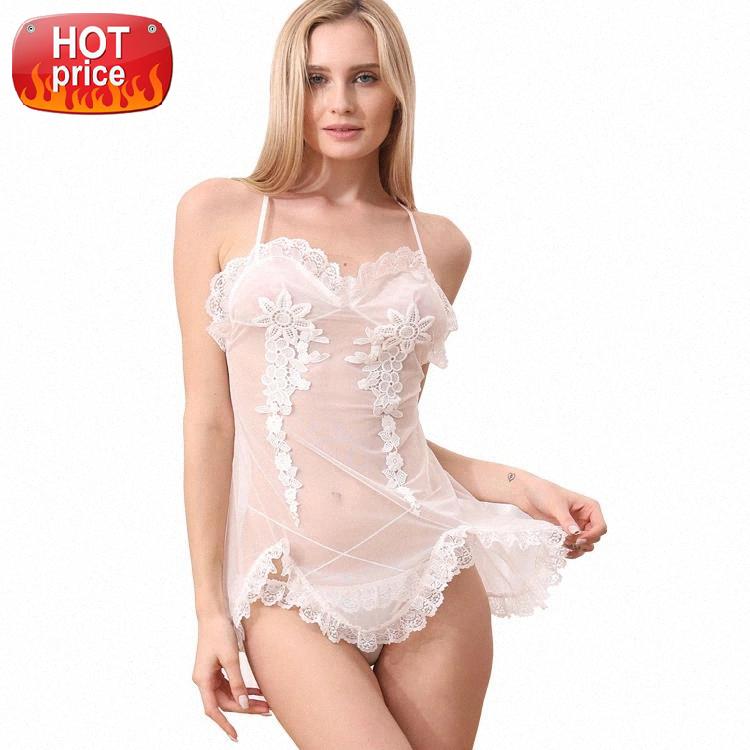 

Sexy Lingerie Women Sheer Gauze Temptation Bride Honeymoon Nightgown Embroidery Ultra Short Sleepwea Night Dress Young Girl #Kv8S, Black;white