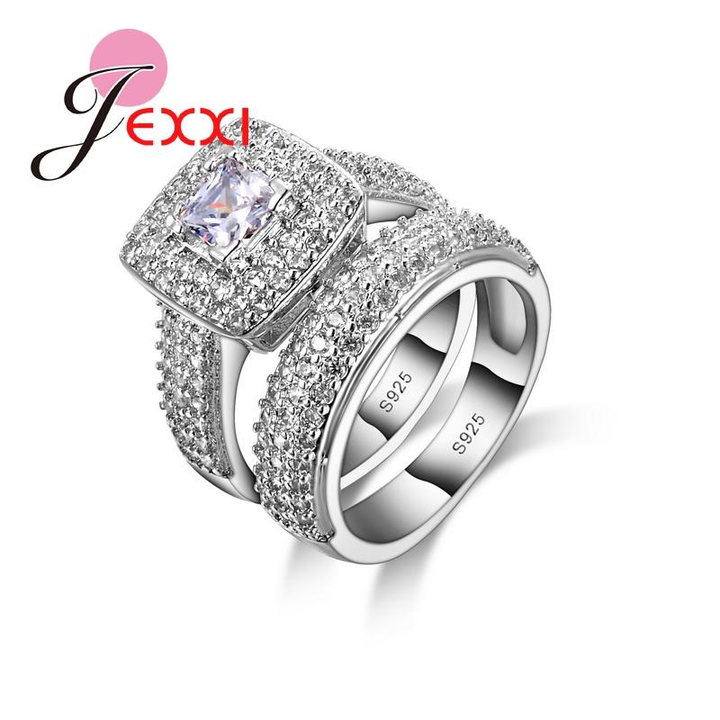 

New Arrival 925 Sterling Silver Finger Ring Set For Females Super Luxury Gifts For Lover Beautiful Birthday Party Jewelry