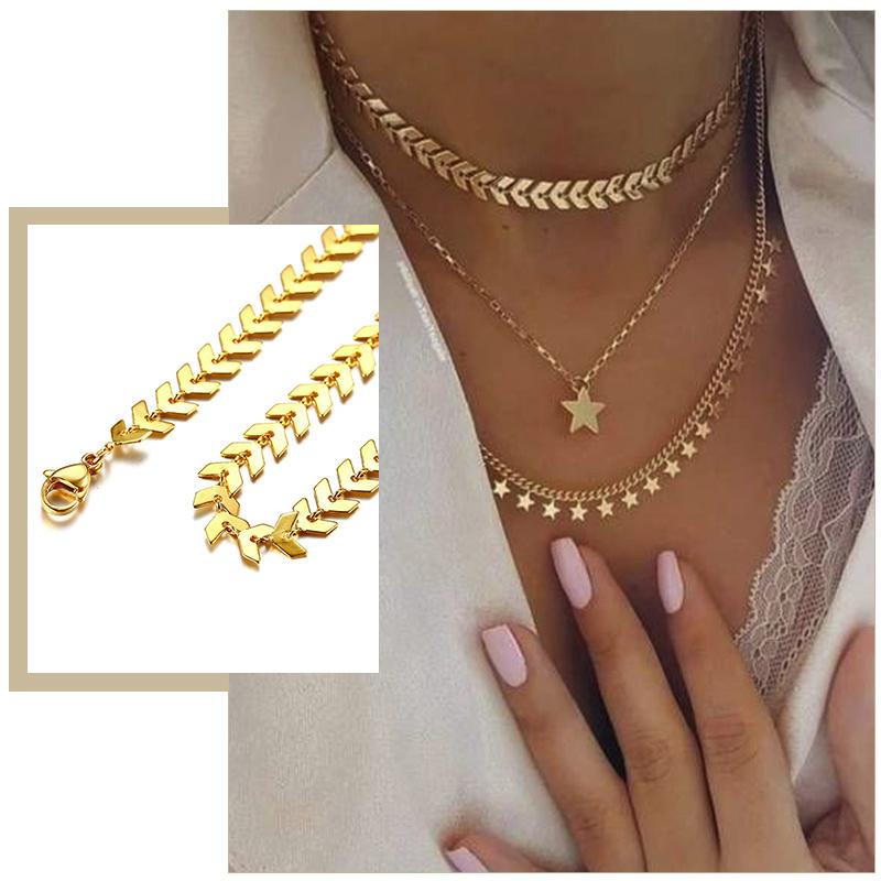

Chic Arrow Shaped Link Chain Chokers for Women Minimalist Fish Bone Chain Necklaces Candid Lady Jewelry Fashion Elegant Jewelry