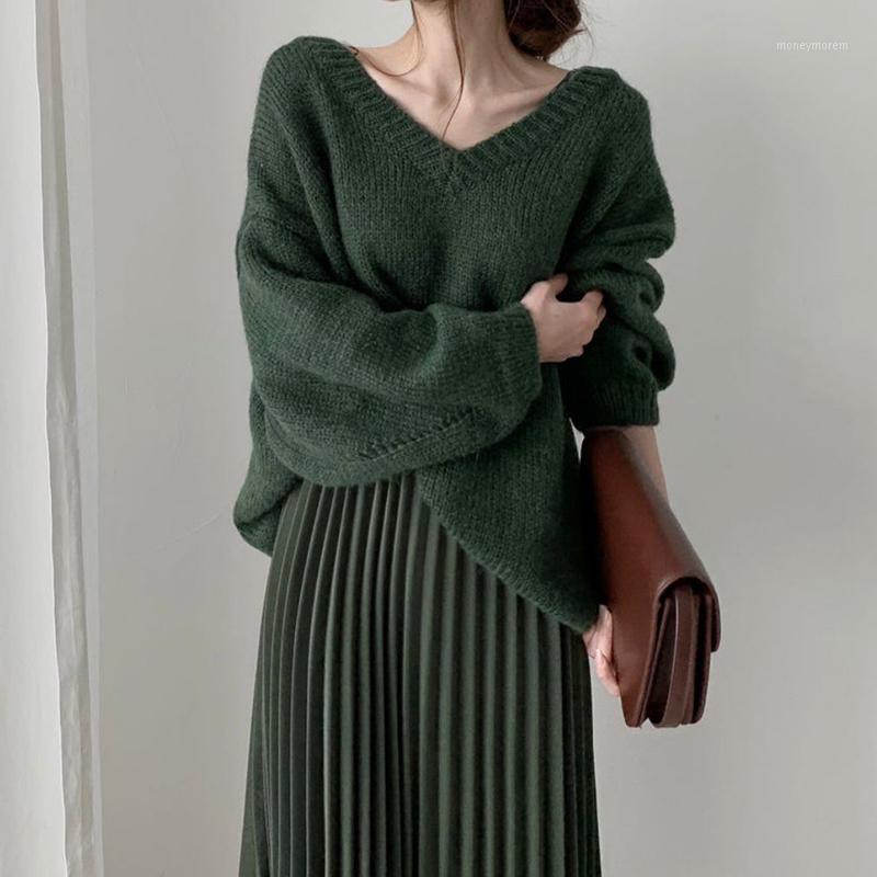 

Autumn Winter Women Two Piece Set Outfits Long Sleeve Knit Sweater Tops and High Waist Long Pleated Skirt Ladies 2 Piece Sets1, Green