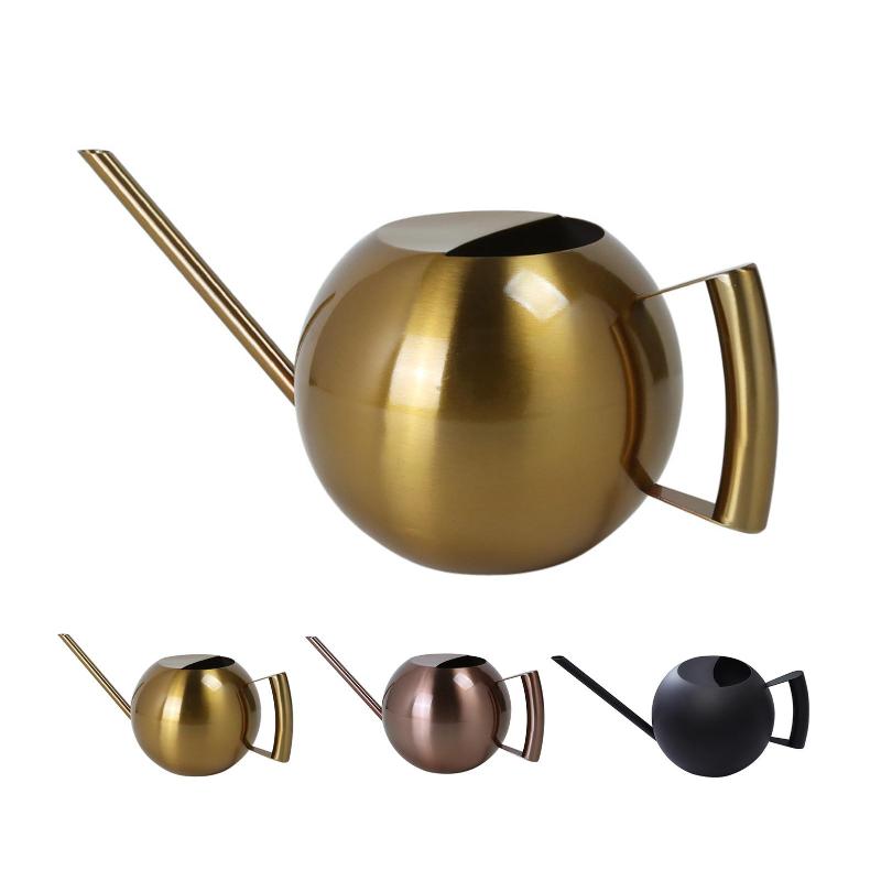 

Stainless Steel Indoor Watering Pot Vintage 1000ml Long Mouth Plants Kettle For Watering Lawn Garden Bottle Supplies Tool, Black