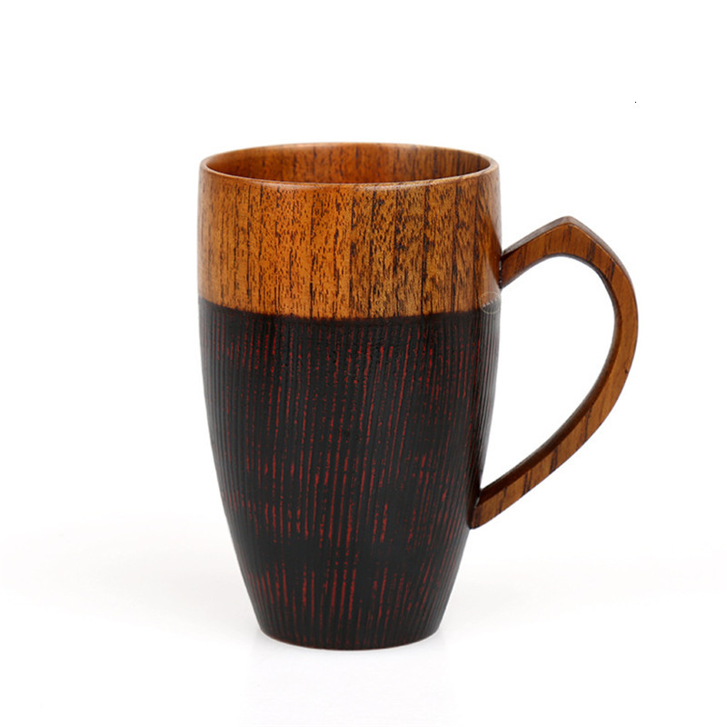 

2021 New 1pcs Natural Wood Cups with Heart Handle Couples Coffee /tea/milk/juice/water Drinkware Wooden Mugs Gift Wkhl