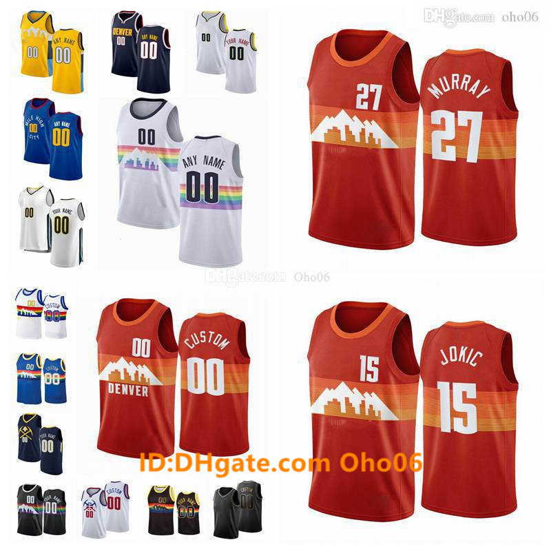 

Custom Denvers Jersey Jamal 27 Murray 15 Nikola Joki c 10 Bol Bol 1 Michael Porter Jr. City 4 Paul Millsap Edition Basketball Jerseys, Black;red