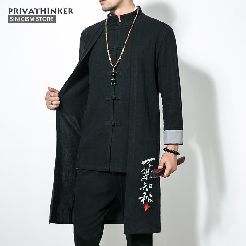 

Sinicism Store 5XL Long Length Jacket Men Trench 2017 Cotton Linen Fabric Male Embroidery Jacket Coat Windbreaker Size Plus1, Asian size dark gray