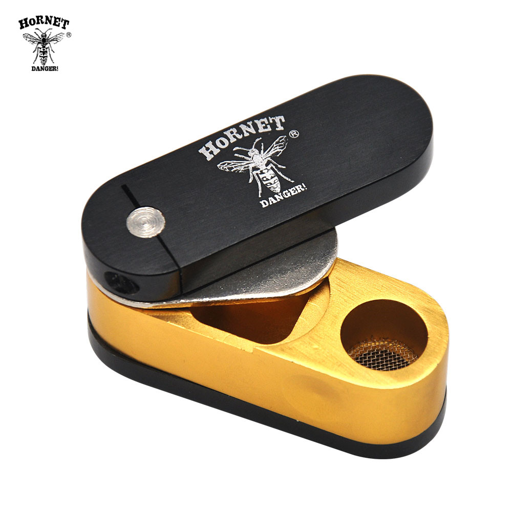 

HORNET Metal Folding Pipes Design Two Layer Metal pipe Hand Tobacco Foldable Monkey Pipe Turning Smoking Pipe Customize Your Logo