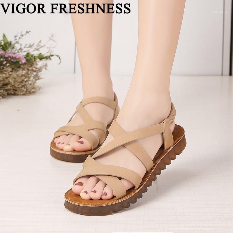 

VIGOR FRESHNESS Sandals Women Shoes Flat Cross-tied Shoes Female Gladiator Summer Women's Sandals Rome Casual WY2781, Black