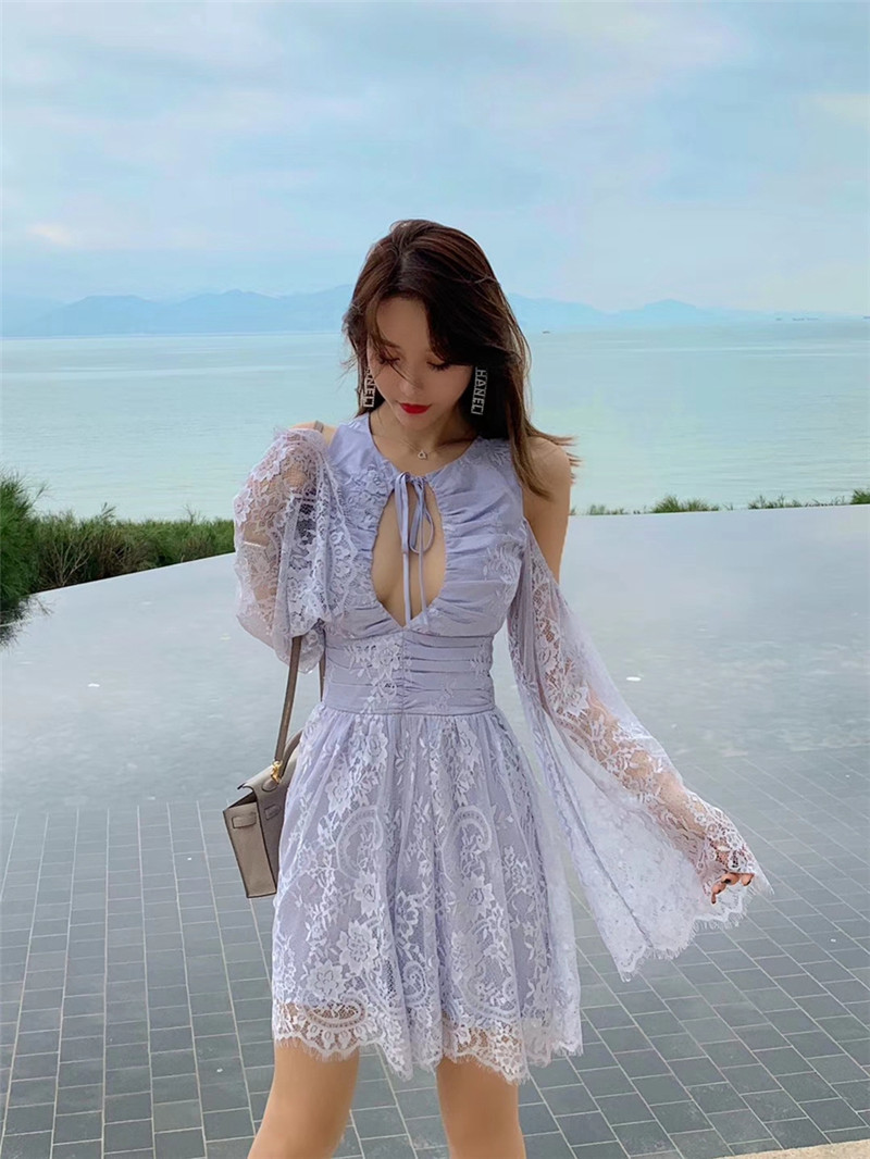 

2021 New Sexy Female Fashion Out the Loop Summer Cold Shoulder Extension Mini Playsuit Sleeve Emboridery Ample Leg Coveralls K24B, Purple