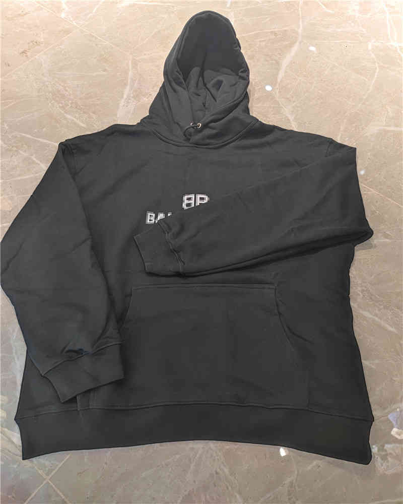 

Men's Hoodies & Sweatshirts Home B English mosaic direct jet digital printing process Terry sweater couple loose casual HC3B, Black