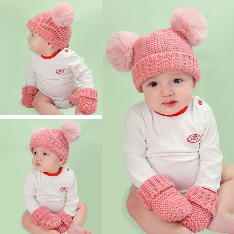 

Unisex Kids Girls Boys Gloves Baby Winter Warm Crochet Knit Hat Beanie Cap+Mittens Set1
