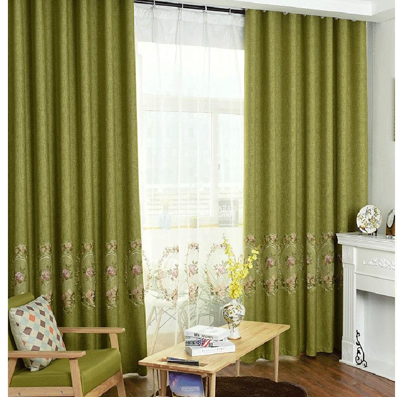 

High-grade Cotton Linen Embroidered Curtains Mirror Flower Curtains for Living Room Villa Bedroom Study Tulle Custom