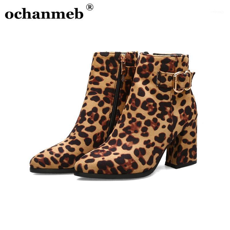 

ochanmeb Leopard shoes Ankle Boots for Women Metal snow Boots female Flock Shoes Zipper pointed toe Ladies Winter Booties botas1, Yellow boots