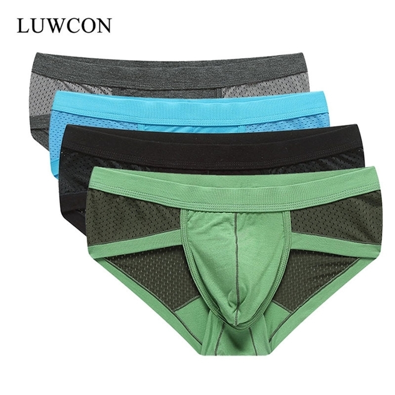 

LUWCON 4Pcs/Lot Modal Men Briefs Mesh Men's Underwear Briefs Comfortable Breathable Mens Underpants Panties DK03 201112, Multi