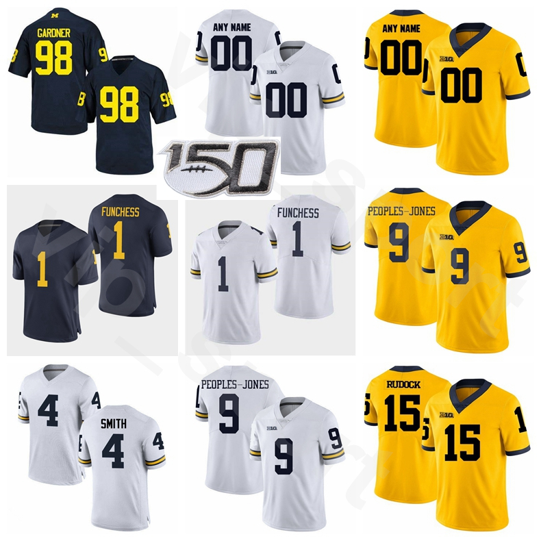 

College NCAA Football Michigan Wolverines 4 DeVeon Smith Jersey Limited 15 Jake Rudock 98 Devin Gardner Devin Funchess Donovan Peoples-Jones, White
