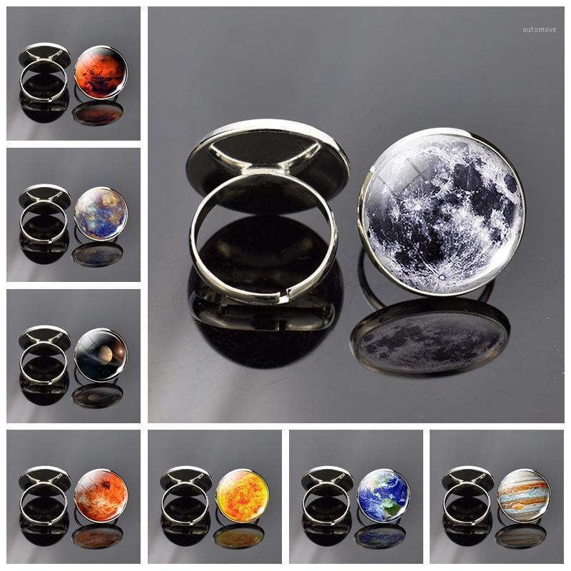 

Planetary Star Ring Glass Dome Solar System Galaxy Adjustable Ring Universe Starry Sky Earth Men And Women Fashion Jewelry1