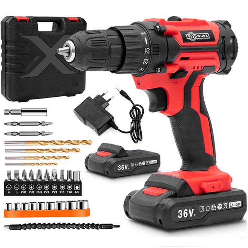 

36VF Cordless Drill Electric Screwdriver Mini Wireless Power Driver DC Lithium-Ion Battery 3/8-Inch
