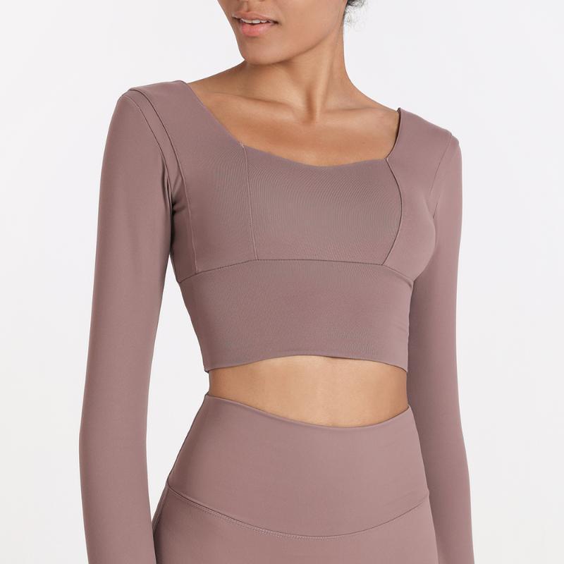 

1 PC Simple Style Women' Shirt Long-Sleeve Yoga Tops Gym Fitness Training Vest Sportswear Running Tracksuit Underwear Crop Top1, Black