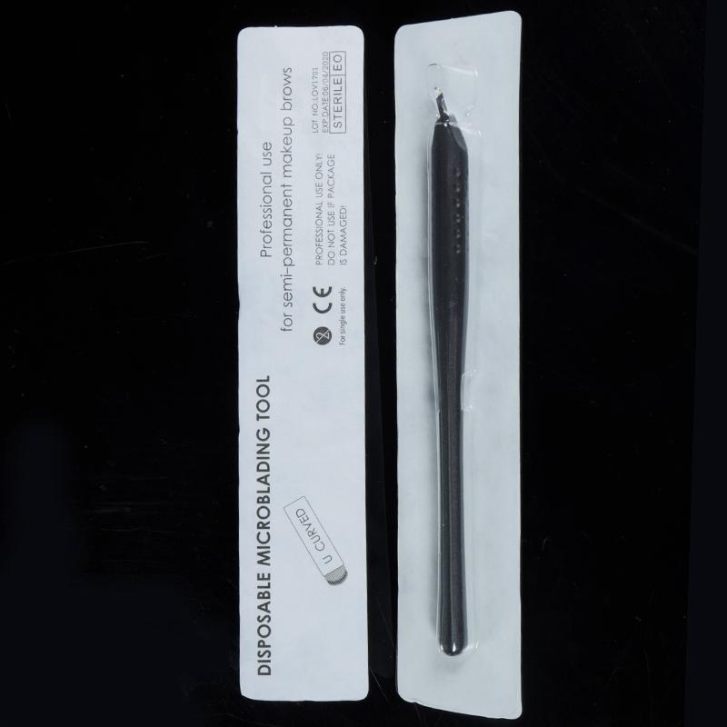 

10pcs permanent makeup black disposable microblading pens hand tools with 7/12/14/17/18U pins needles embroidery blades