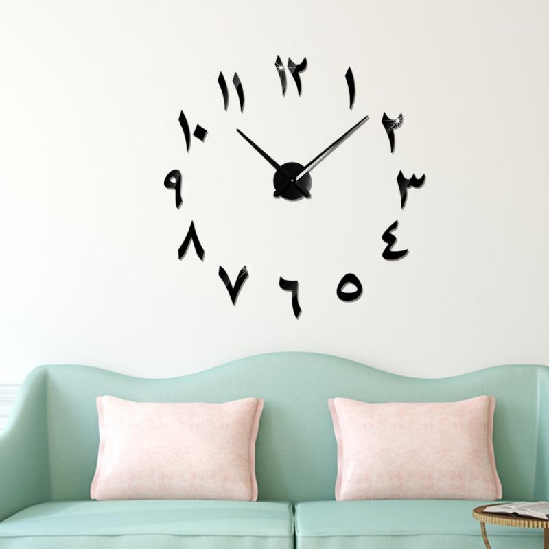 

Eastern Arabic Unique Decorative Wall Clock DIY Mirror Surface Wall Sticker Home Decorations1