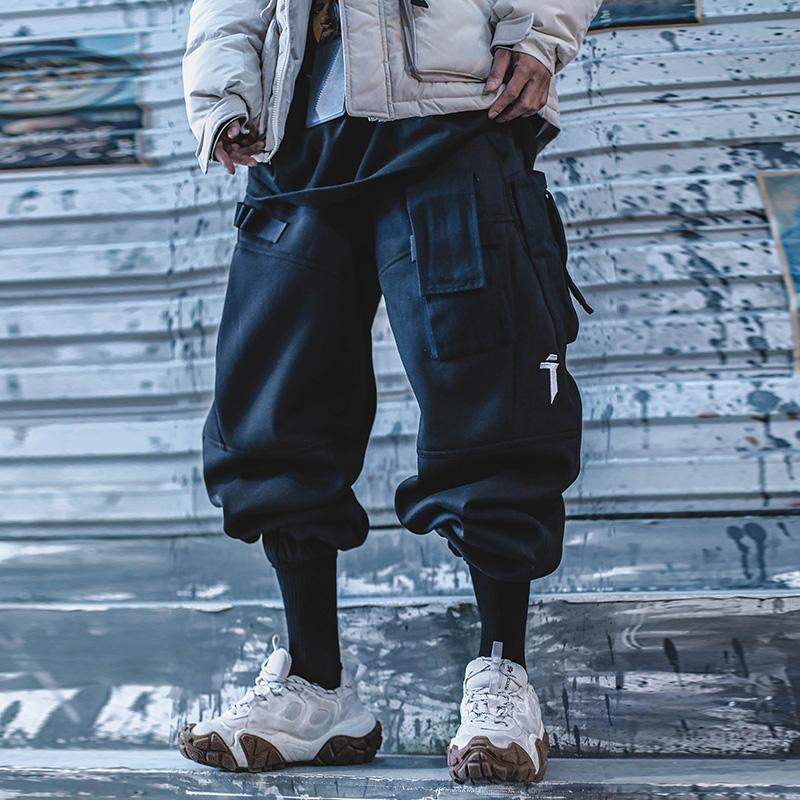 

Tactical Pant Man 2020 Elastic Waist Multi Pocket Patchwork Jogger Pants Harajuku Hip Hop Men Trousers Streetwear, Black