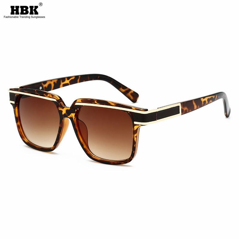 

Sunglasses HBK Vintage Big Square Women High Quality Men Female Oversize Black Leopard Sun Glasses Fashion Brand Design Eyewear