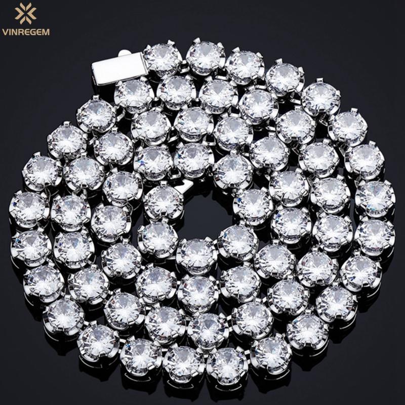 

Chains Vinregem Hip Hop Rock 925 Sterling Silver 5 MM Created Moissanite Gemstone Tennis Unisex Chain Necklace Bracelets Fine Jewelry