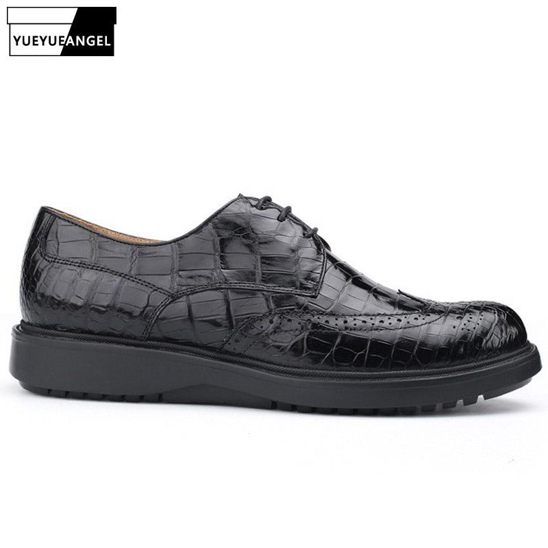 

Brand Men Italian Leather Shoes Luxury Carved Brogues Lace Up Business Black Dress Wedding Shoes Male Derby Casual Flat