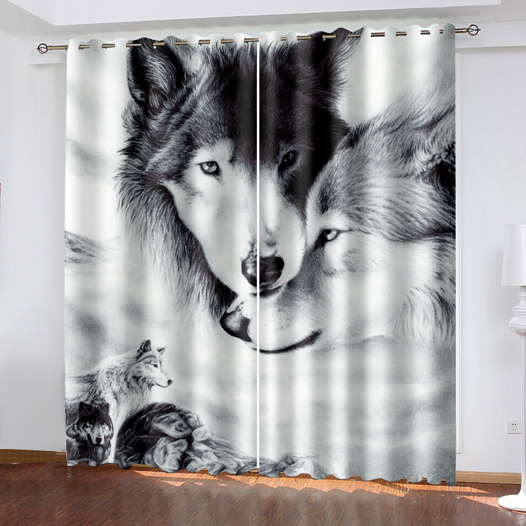 

Luxury Blackout 3D Window Curtains For Living Room Bedroom black and grey animal curtains personality curtains