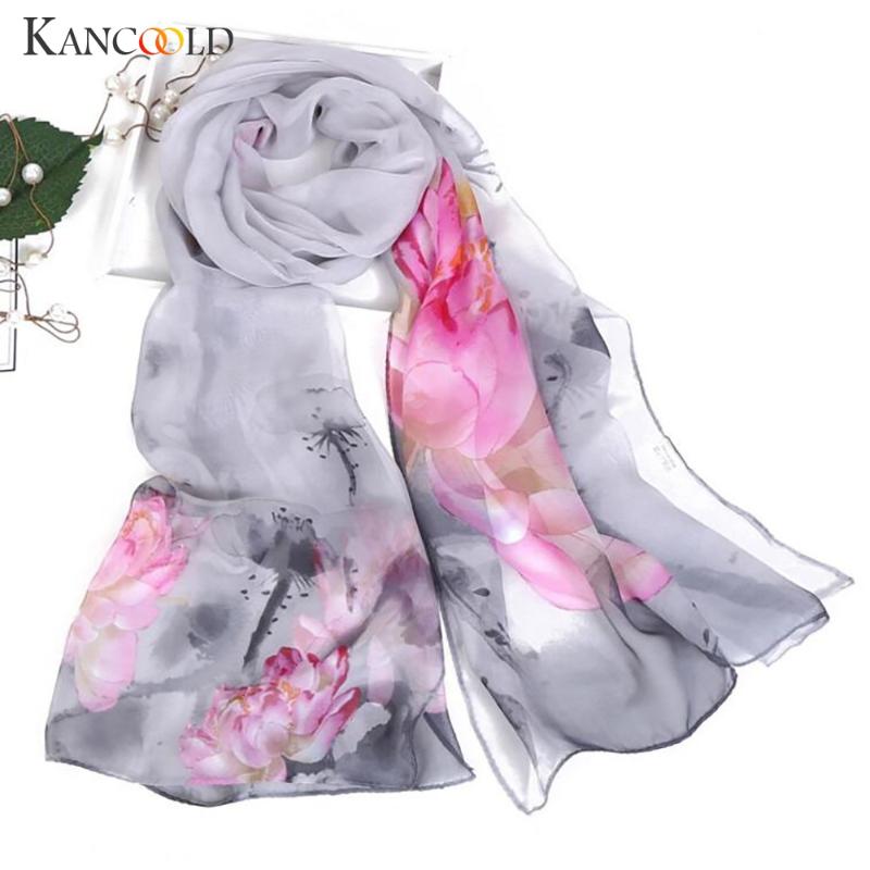 

KANCOOLD Scarf Women Fashion Lotus Printing Long Soft Wrap Scarves Ladies Shawl Chiffon high quality scarf women 2020Nov2