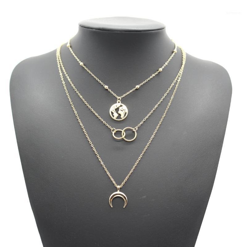 

New Fashion Multilayer Moon Map Necklace Female Personality Bohemian Multilayer Necklace Women1