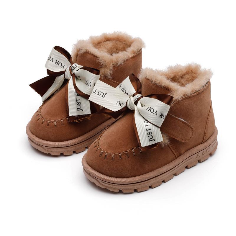 

Kids Girls Boots Winter Cotton Shoes with Fur Children Keep Warm Ankle Short Boot Thicken Comfortable Sneakers SZ341, Sz341black