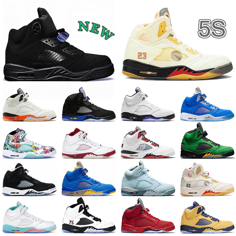 

5 5s mens womens sports shoes outdoor hiking basketball sneaker winter New Fire Red Easter Off Concord Ice Blue Black Cat White Sai Vintage Sneaker Designer Trainers, L42 40-47 blue-orang