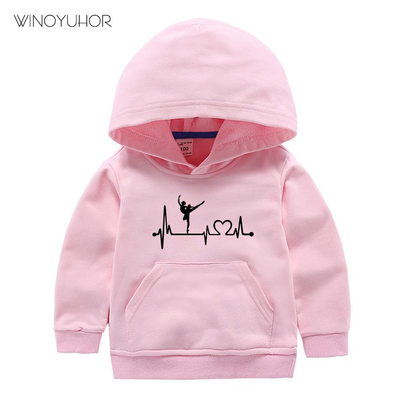

Ballet Ballerina Dance Heartbeat Sweatshirts Kids Dancing Girl Design Long Sleeve Hoodies Baby Girls Autumn Casual Clothes, Black