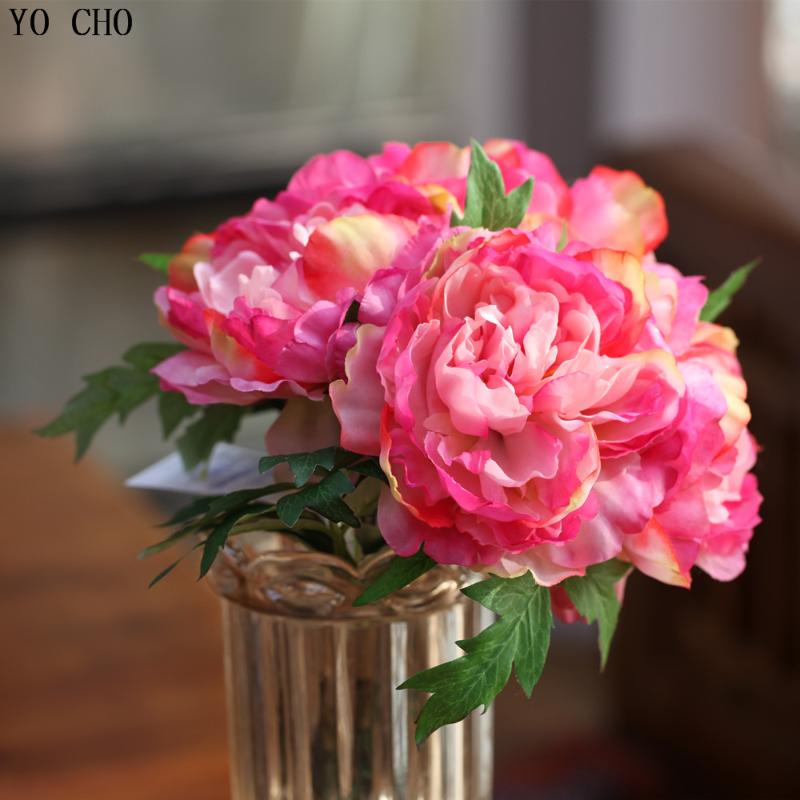 

Big 1 bouquet 5 heads artificial silk peony bouquet wedding decoration mariage roses party Christmas home decoration accessories, Fb