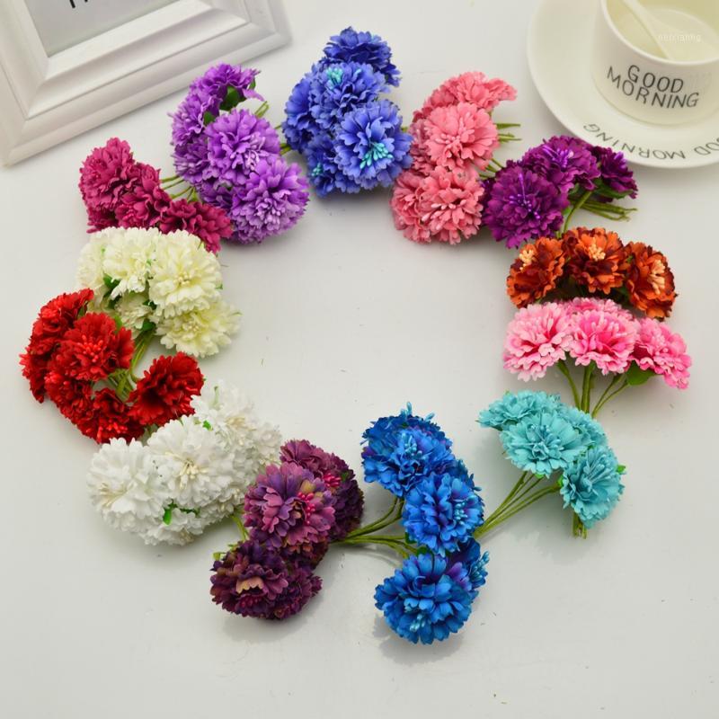 

18pcs 4cm Silk Plant Floral Carnations cheap Artificial flower for Wedding car decoration Banquet Home Furnishings Handmade Art1, Purple