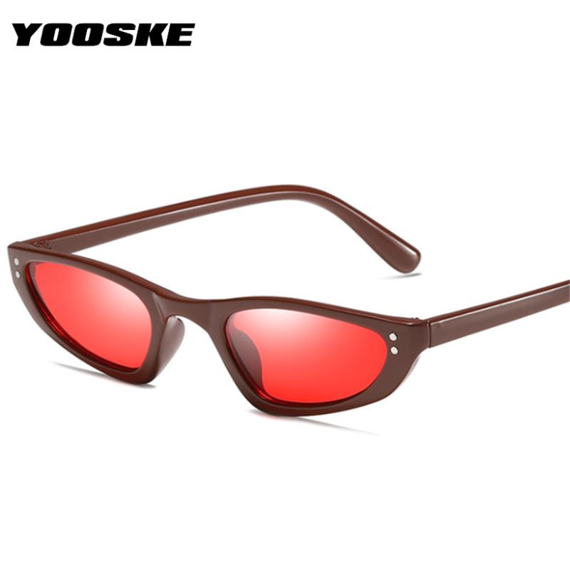 

YOOSKE Cateye Small Sunglasses Women Men 2020 Fashion Style Vintage Cat Eye Sun Glasses Ladies red Glasses Mirror Goggles UV400