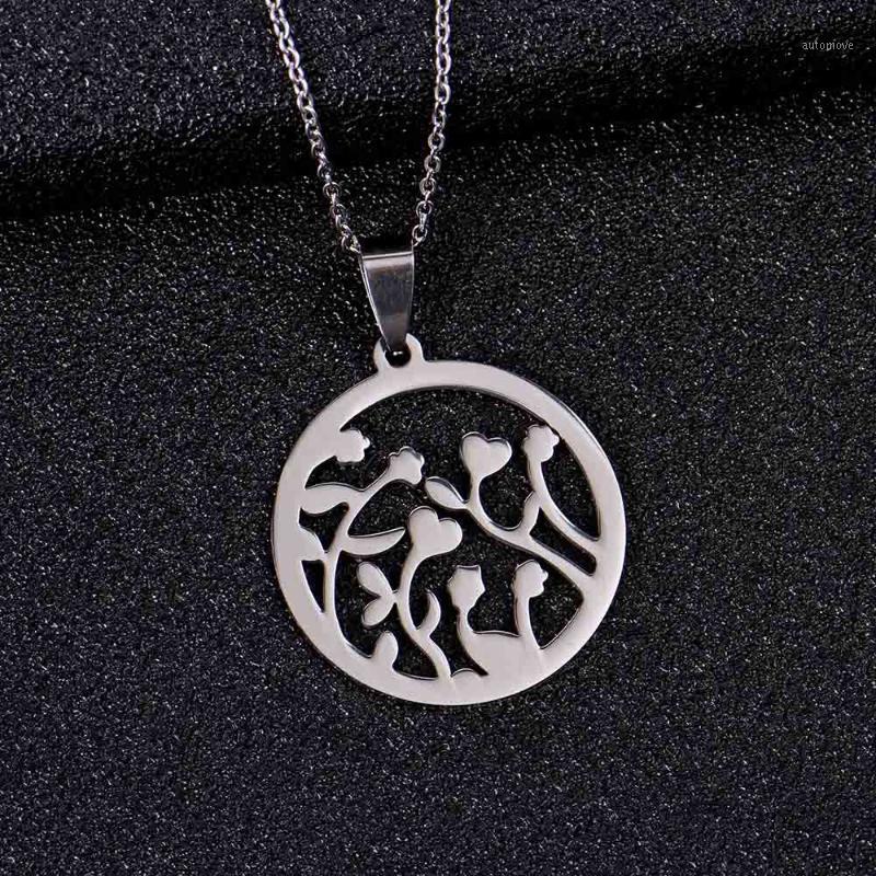 

New Arrive Silver Tree Delicate Man Cyclo Sliver Stainless Steel Gold Chain Pendant Necklace For Women Choker jewelry Boyfriend1