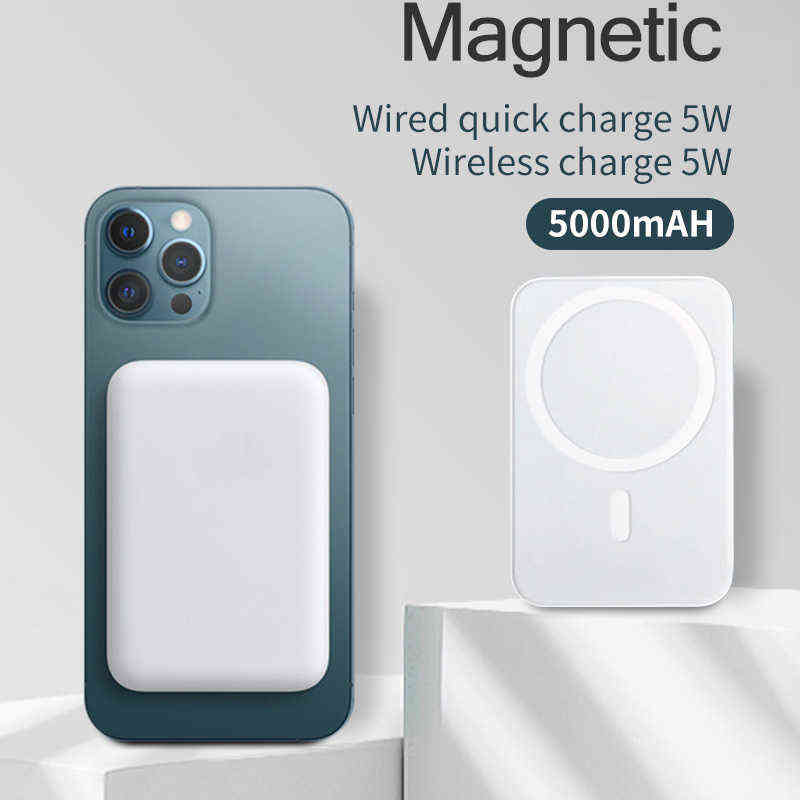 

5000mAh Battery Pack Magnetic Wireless Charging Power Bank For iPhone 12 13 Pro Max External Battery 13 Charger AA220310