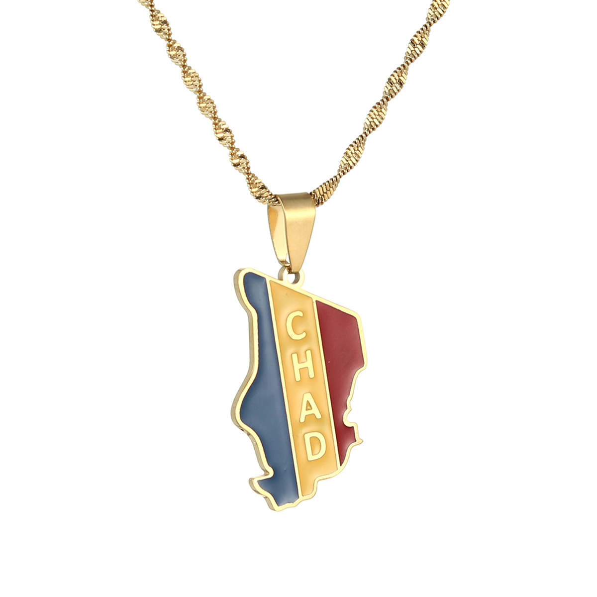 

Chad Country Map Flag Pendant Necklaces Gold Color Jewelry Tchad Maps Patriotic Gift
