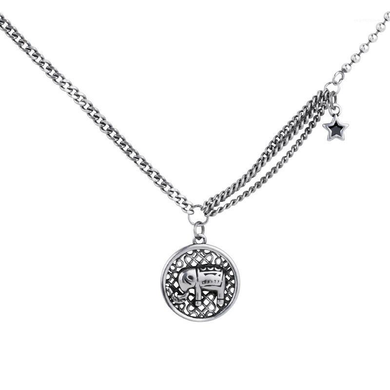 

Simple unisex baby elephant stainless steel pendant necklace sweater chain female fashion jewelry men's charm accessories1