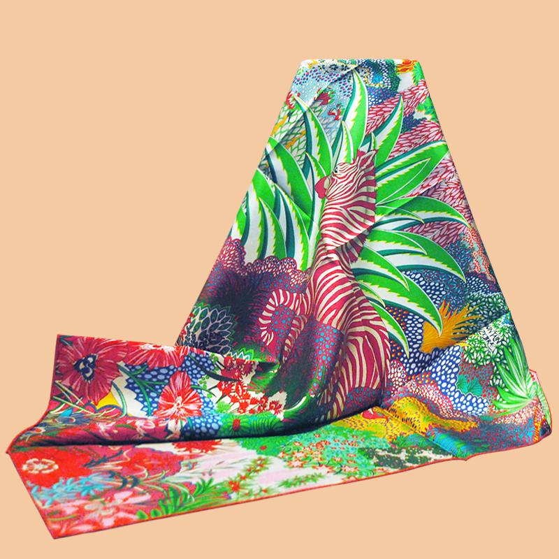 

HuaJun 2 Store|| Autumn High Edition Full Version "Mountain Zebra" 90 Silk Square Twill Print Scarf