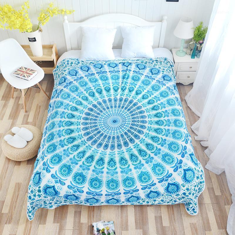 

Blankets Supper Soft Blue Pink Kint Throw Bohemian Blanket Manta Coral Flannel For Bed/Plane Travel Custom