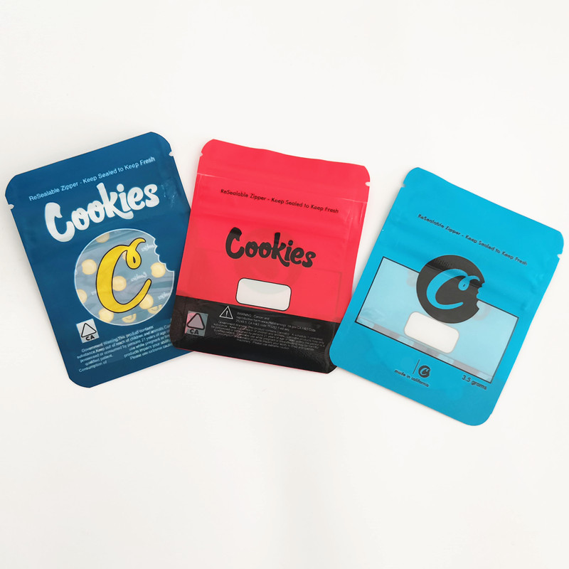 

Blue Red COOKIES Bags California SF 8th 3.5g Mylar Childproof Bags 420 Packaging Gelatti Cereal Milk Gary Payton