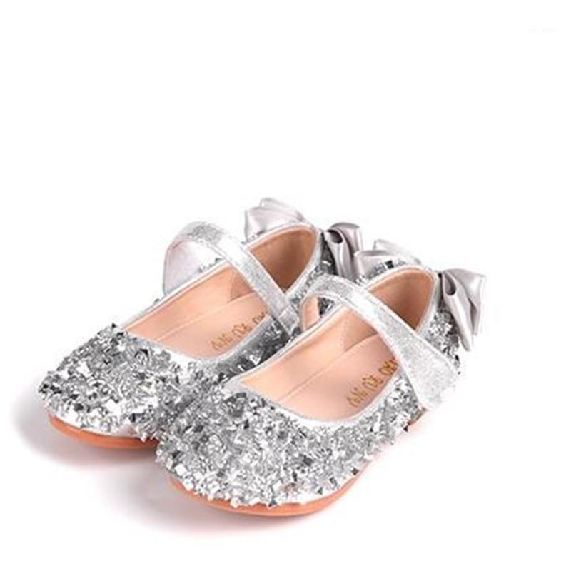 

New Children Crystal Shoes Girls Princess Party Rhinestone Dance Leather Shoes Student Shallow Comfortable Flats Kids 0411, Pink