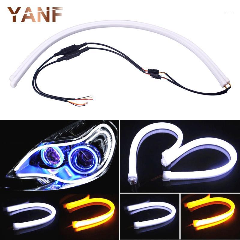 

2pcs 60cm Yellow White Angel Eye Turn Signal 12V LED Daytime Running Light Universal Flexible Tube Strip DRL Bright Waterproof1