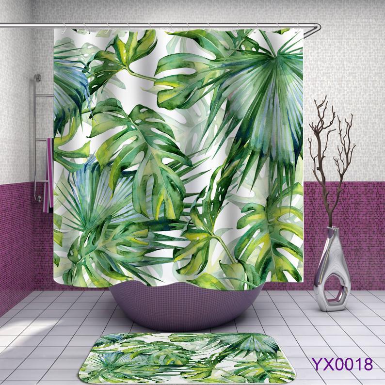 

tropical shower curtains 3D green shower curtain bath fabric curtains bathroom waterproof curtain or mat1