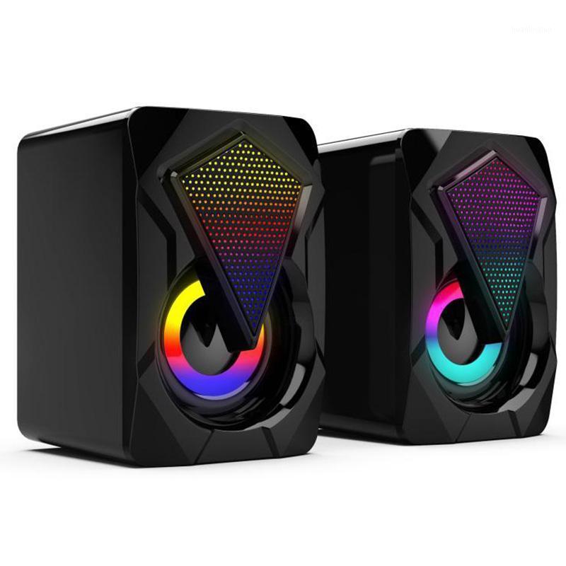 

Computer speakers USB 3.5mm Audio Jack 3D Stereo Bass Multimedia Music Player Colorful Lights rgb Speakers for pc Laptop Desktop1