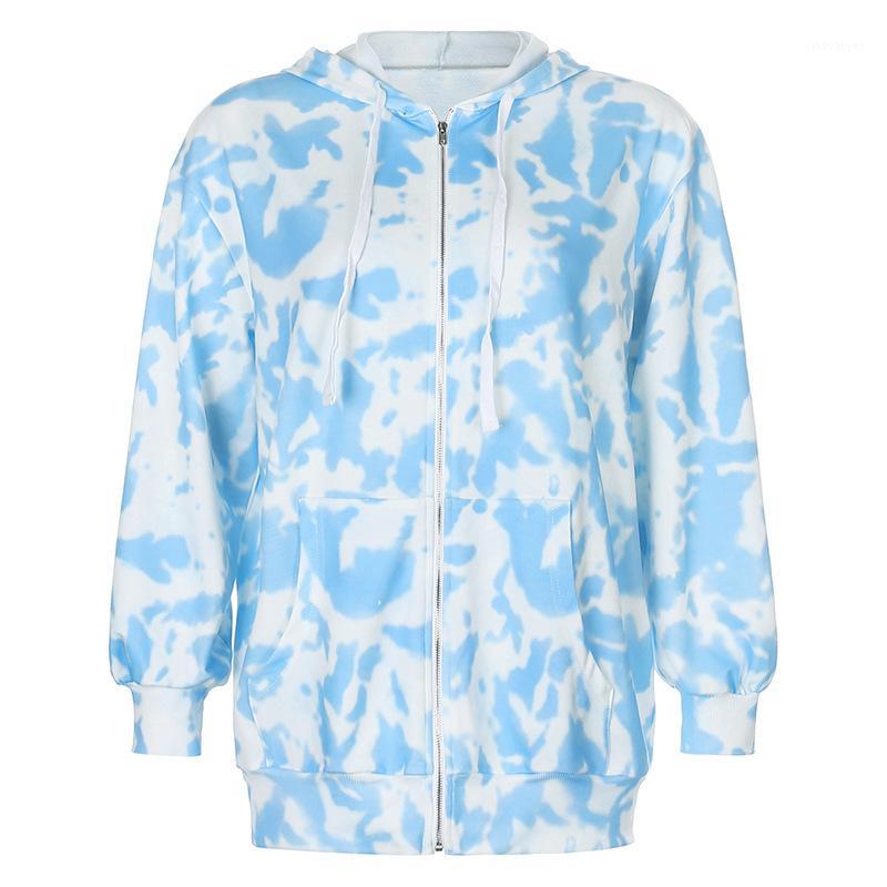 

2020 new style women street style tie-dye zipper hooded handsome polyester coat Sports and Entertainment Hiking Jackets1