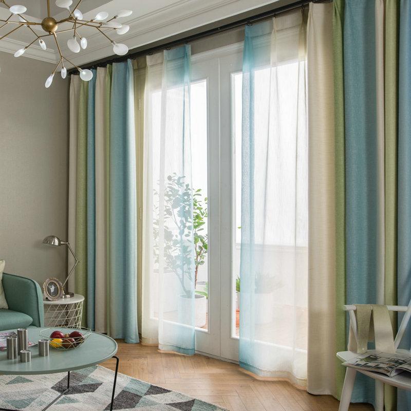 

Striped Blackout Curtains for Living Room Rainbow Colorful Children Bedroom Sheer Curtain Kid Window Cortinas Panel Fabric Blind, Tulle no 3