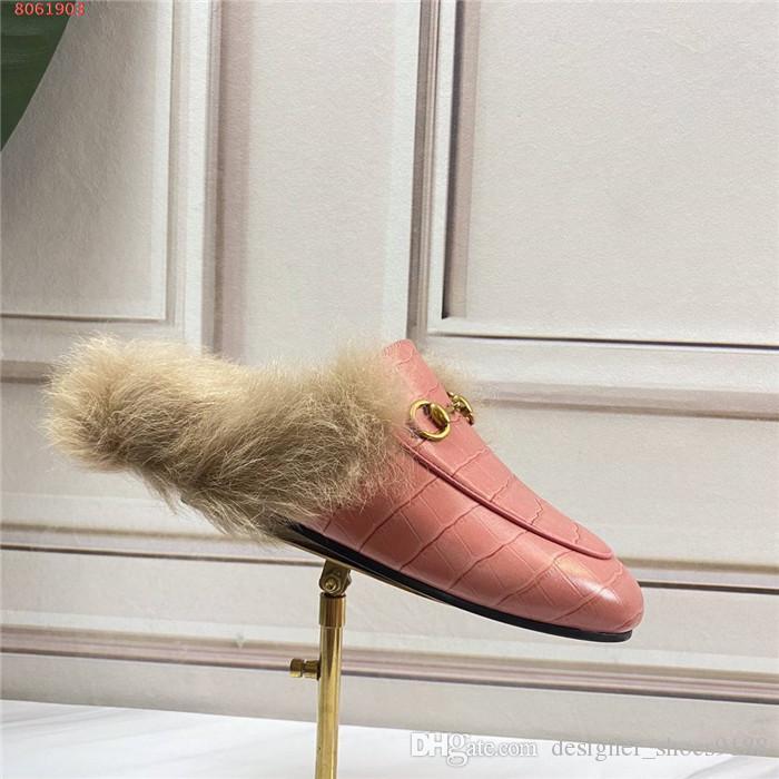 

Autumn and winter new wool slippers, Scuffs half slippers, comfortable flat leather slippers, Image