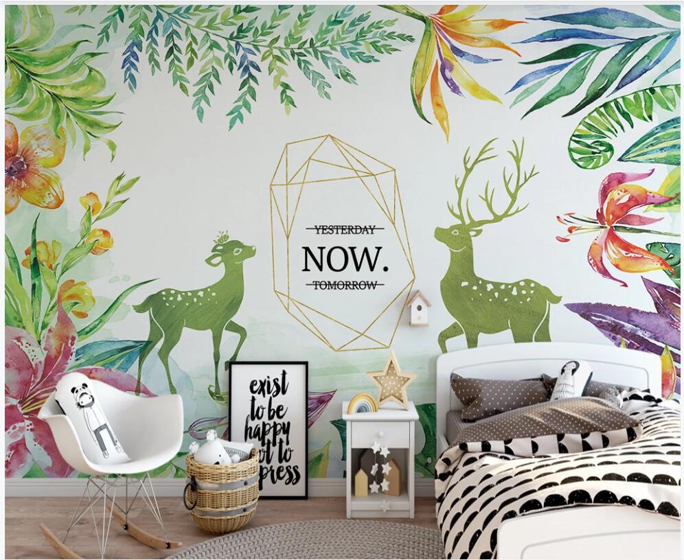 

Custom mural photo wallpaper 3d Tropical Plant Banana Leaf Elk Children's Room home decor living room 3d murals wallpaper for walls 3 d, Non-woven wallpaper